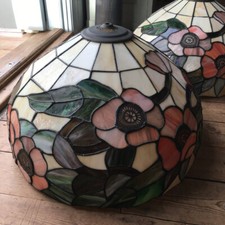 Two stunning Tiffany-style stain glass ceiling or standard lamp shades 49cm dia.