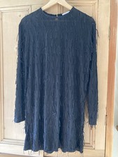 ZARA Woman Black Fringe Dress Size M Christmas Party