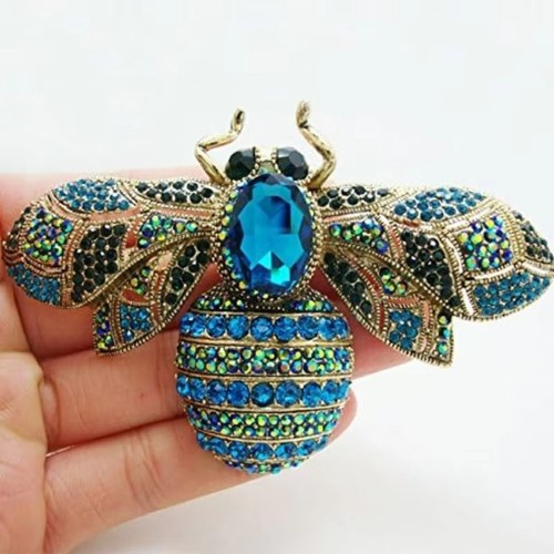Vintage crystal bee brooch - vintage, pin