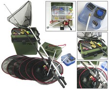 COMPLETE STARTER BEGINNERS FISHING KIT INC. SEAT TACKLE BOX TACKLE NETS ROD REEL