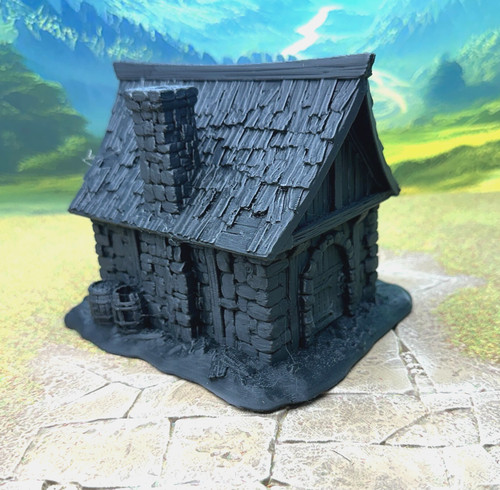 Stone cottage with base - cottage,