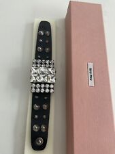 MIU MIU CRYSTAL & STUDDED BLACK LEATHER CUFF BRACELET - WORN ONCE - STUNNING!!