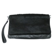 Podotto Italian Leather Clutch Bag Black Designer Wristlet Handbag Purse