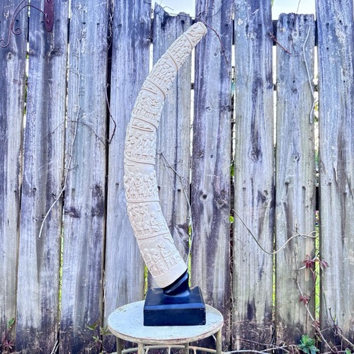Vintage elephant tusk with - vintage,
