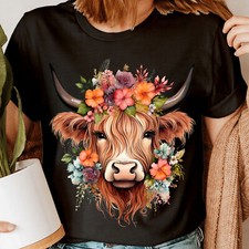 Highland Cow Sunflower Floral