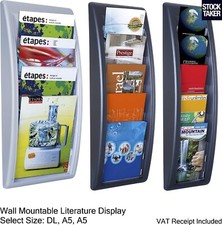 Paperflow Wall Mount Literature Display (DL, A5, A4) Pocket Leaflet Holder