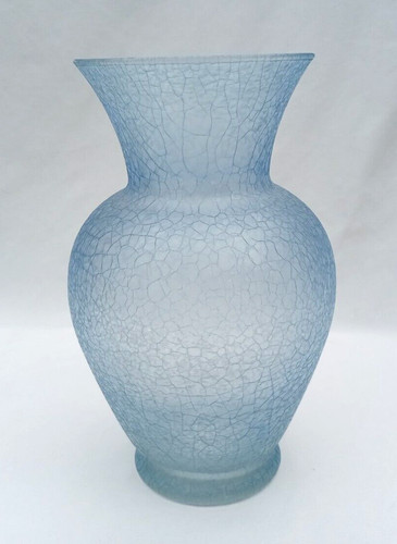 Blue crackle glass effect vase - effect,