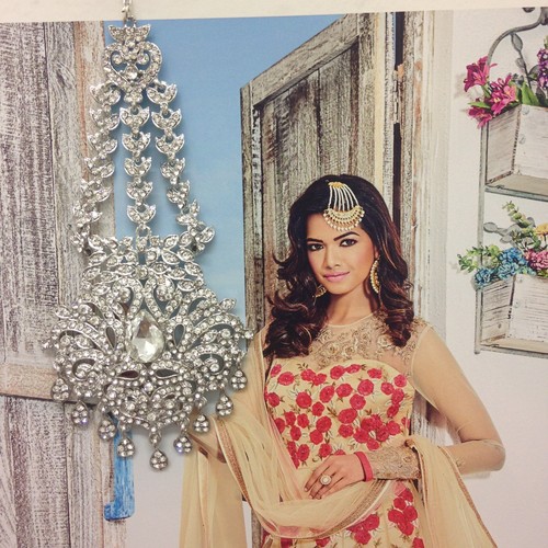 Silver red blue jhummar hair - silver,