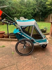 Qeridoo Child Bike Trailer and Jogging Buggy Blue Foldable Stroller Speedkid1 UK