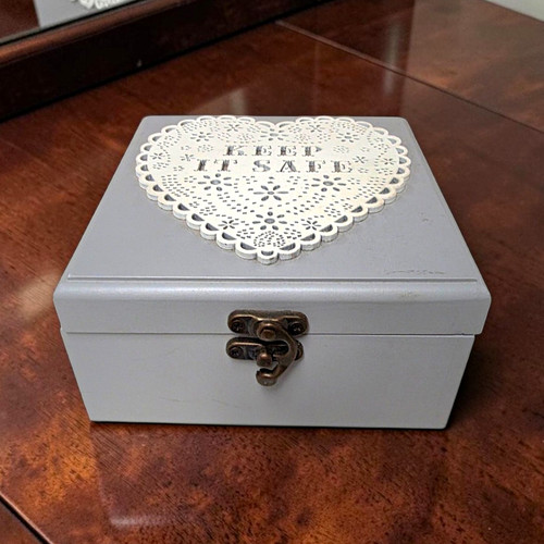 Grey wooden decorative box - grey,