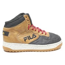 FILA Men's Leather High Top Boots Brown & Black UK 6.5 Casual Stylish Footwear