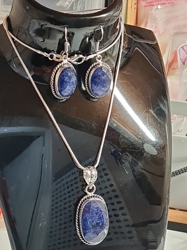 Simulated sapphire 925 - , earring