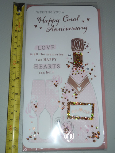 Happy coral anniversary card - ,