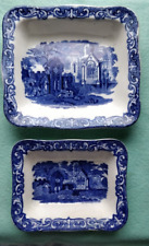 Original Pair Vintage Shredded Wheat Blue&White Cereal Dishes 6ins & 7.5ins