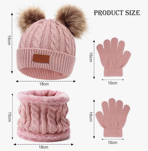 Kids pink winter hat scarf - , and