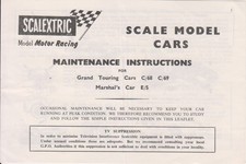 Scalextric Car Service Sheet