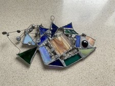 Stained Glass Fish Window Hanging & Attachment. Wall Art.