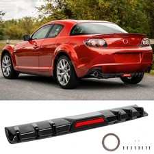 For Mazda RX-8 RX-7 Gloss Rear Bumper Diffuser Splitter Shark Fin w/LED Light