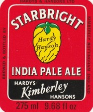 BEER BOTTLE LABEL - HARDYS & HANSONS BREWERY - STARBRIGHT INDIA PALE ALE