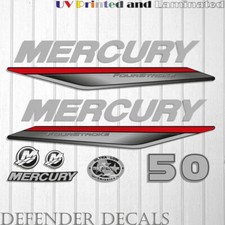 Mercury 50 HP Four Stroke 2019-2022 RED outboard engine decal sticker kit 50HP