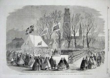 Old Antique Print 1860 Silver Trumpet Artillery Corps Bugle Boston Army 19th