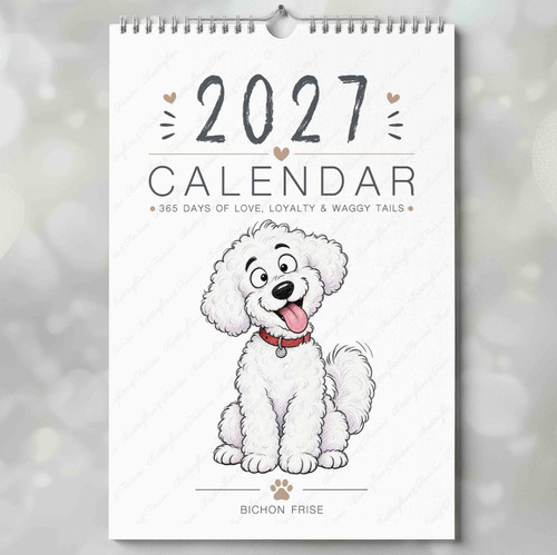 Bichon frise 2027 calendar - bichon, a4