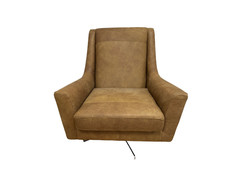 Salute large swivel high back accent chair in Napoli tan brown leather RRP £1199