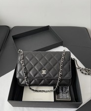 Chanel Wallet on Chain Black Caviar Leather Silver Hardware