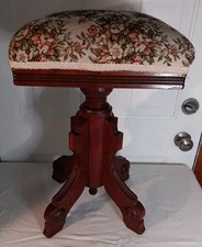 Antique Regency Walnut? Mahogany? Adjustable Piano Stool