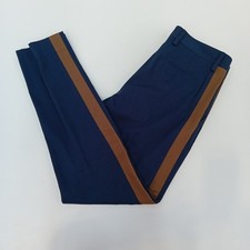 ETRO Chino Trousers Size 32 Mens Navy Blue Brown Cotton Blend FLT30-EP