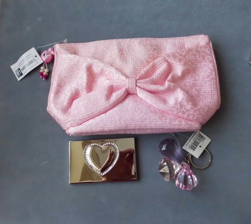 Pink clutch bag diamante heart - bag,