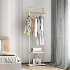 Elegant Gold Pole Clothes Rail Marble Base Coat Rack Stand Home Hotel Hall Tree