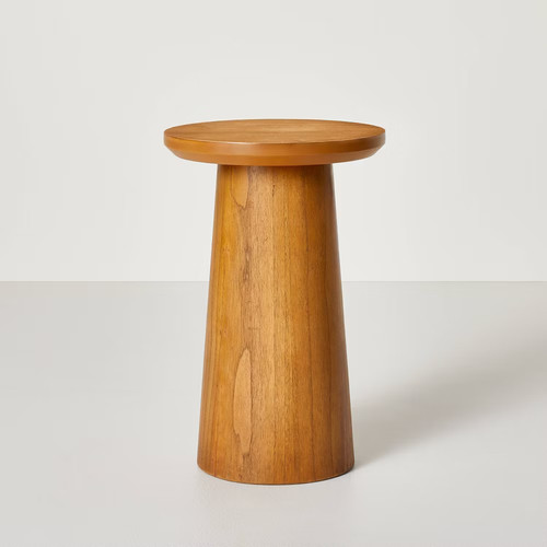 Wooden round pedestal accent - wooden,