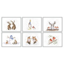 Wrendale Designs Set of 6 Christmas Placemats From Portmeirion Festive Tableware