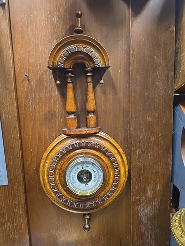 Antique carved oak aneroid - antique,
