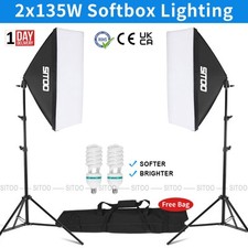 2 X 135W Softbox Lighting Kit Video Photo Soft Box Continuous Light Stand Studio