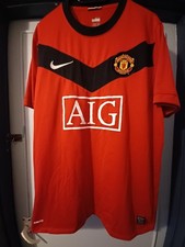 man  utd  home  football  shirt  authentic  nike  large  v.g.c
