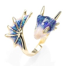 Blue and gold dragon ring -