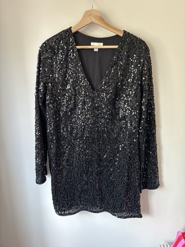 Black sequin mini dress - black,