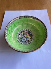 Maling fluorescent green and flower patterned bowl