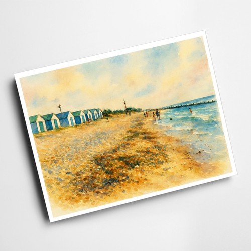 Print beach looking east - beach,