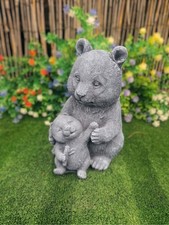 Precious Panda & Cub Concrete Garden Ornament – Adorable Animal Statue Gift