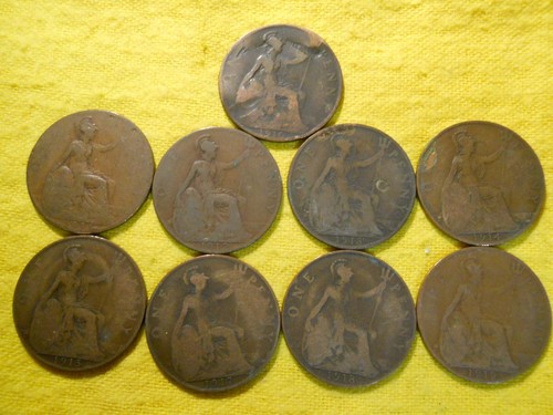 British old penny coins - x,