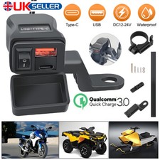 Dual Waterproof PD+USB Port Motorbike Motorcycle Charger Socket Power Adapter UK