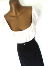 Joseph Ribkoff  Pencil dress 12 Gypsy neckline cream & black  belted Party (8401