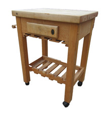 Servus Solid Beech kitchen Cart butchers block Island trolley with Wine Rack ?