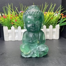 3.1LB 6" Natural Green Fluorite Baby Buddha Carving Crystal Quartz Figurine Gift