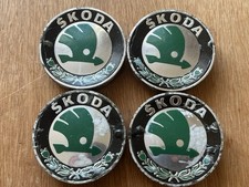 x4 Original Skoda Fabia Octavia 55mm Alloy Wheel Centre Caps Set