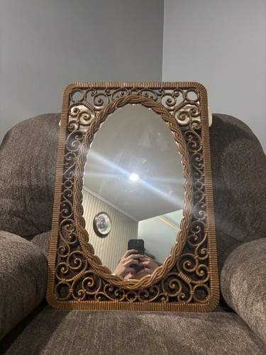 Vintage syroco mirror oval - mirror,