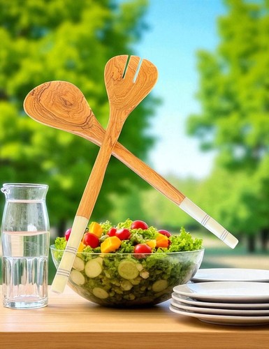New large wooden salad servers - new,